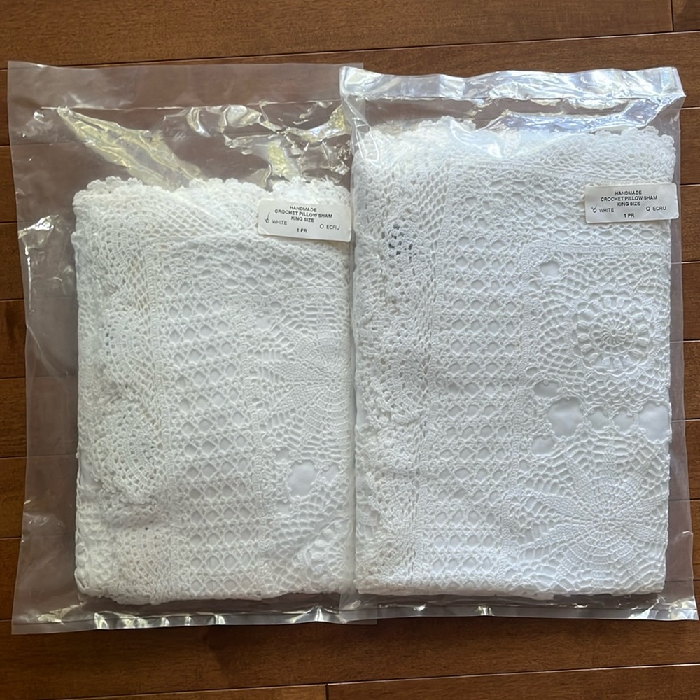 Handmade crochet pillow sham